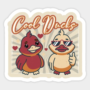 Vintage Cool Ducks, funny dukcs Sticker